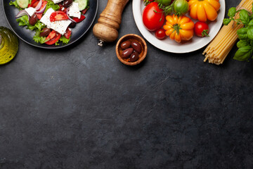Greek salad with fresh vegetables and feta cheese