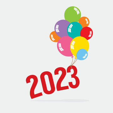 2023 With Balloon Bunch Celebrate Concept Vector Illustration.