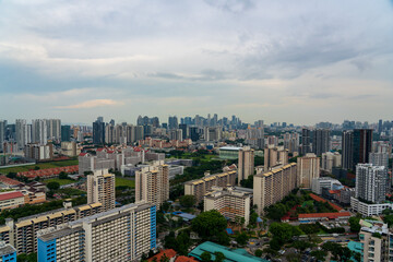 Cityview of Singapore central and residencial area at daytime. 