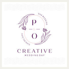 Elegant and eye-catching P and O monogram wedding logo