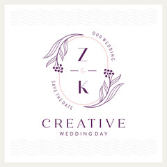 Elegant and eye-catching Z and K monogram wedding logo