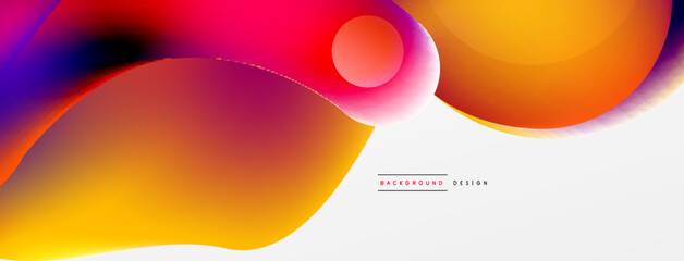 Fluid abstract background. Liquid color gradients composition. Round shapes and circle flowing design for wallpaper, banner, background or landing
