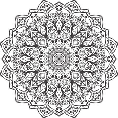 Mandala vector illustration in black and white for coloring book flower pattern