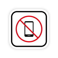 No Smartphone Black Silhouette Ban Icon. Telephone Cellphone Forbidden Pictogram. No Use Mobile Phone Red Stop Symbol. Not Allowed Smart Phone Sign. Cellphone Prohibited. Isolated Vector Illustration