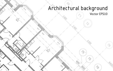 Architectural background. Part of architectural project, architectural plan of the apartment. Detailed floor plan, apartment layout, blueprint.