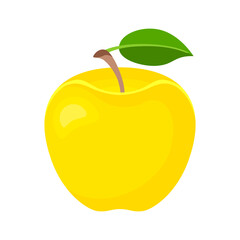 Yellow apple. Fruit in a simple flat style isolated on white. Icon vector illustration.