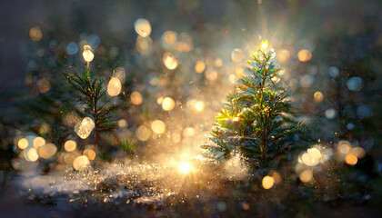 Fototapeta premium christmas fir tree with decorations