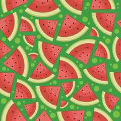 Seamless abstract pattern with watermelon. Vector illustration.