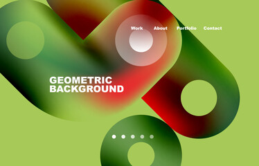 Circles and round shapes landing page abstract geometric background. Web page for website or mobile app wallpaper