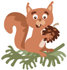 Fototapeta na wymiar Cute cartoon squirrel character