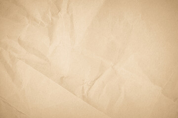 Brown recycled paper crumpled vintage texture background for letter. Abstract parchment old retro page grunge blank.