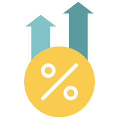 Increase rate icon. Flat design. For presentation.