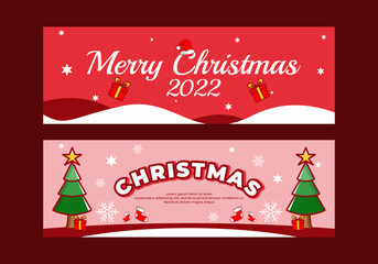 Christmas social media banner and ads design in red color
