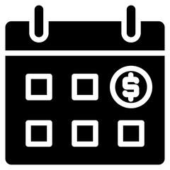 Monthly payment icon. Solid design. For presentation.