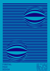Geometrical Poster Design with Optical Illusion Effect.  Modern Psychedelic Cover Page Collection. Colourful Wave Lines Background. Fluid Stripes Art. Swiss Design. Vector Illustration for Brochure.