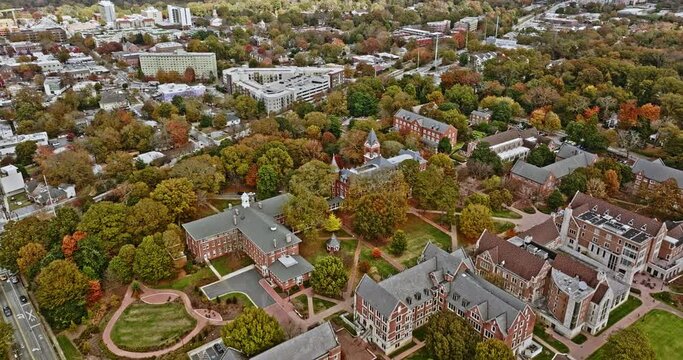 Atlanta Aerial v748 birds eye view drone flyover agnes scott college with gothic and victorian style architectures throughout the campus at decatur city - Shot with Mavic 3 Cine - November 2021