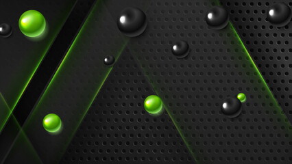 Futuristic technology background with green neon lines