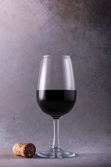 Glass of red wine for tasting