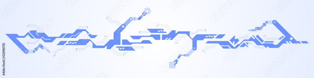 Wall mural hi-tech digital technology and engineering theme industry 4.0 intelligence technology with robotic a