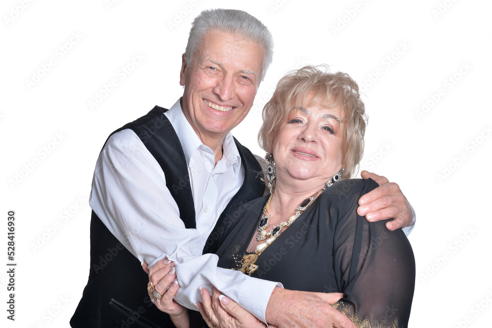 Sticker portrait of happy senior couple