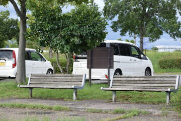 滋賀県、琵琶湖、びわ湖、湖畔、駐車場、椅子