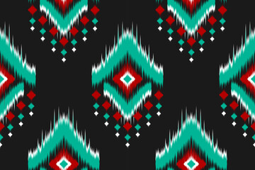 Fabric ikat pattern art. Geometric ethnic seamless pattern traditional. American, Mexican style. Design for background, wallpaper, illustration, fabric, clothing, carpet, textile, batik, embroidery.