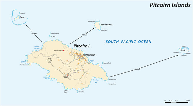 vector map of the british overseas territory Pitcairn Islands
