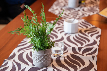 tableware beautiful table setting in restaurant. Empty table at a restaurant