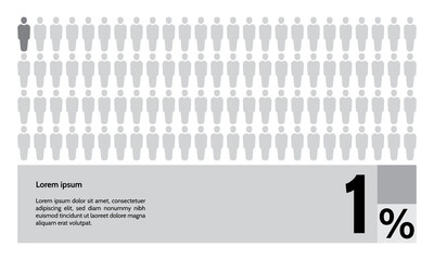 1 percent people population demography, diagram, infographics concept, element design. Vector illustration