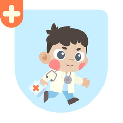 Doctor Kids Pose illustrations. Cute in doctor costumes.
