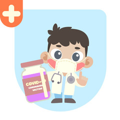 Doctor Kids Pose illustrations. Cute in doctor costumes.