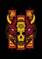 Fototapeta premium Hannya Mask Illustration