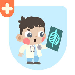 Doctor Kids Pose illustrations. Cute in doctor costumes.