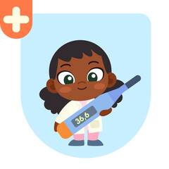 Doctor Kids Pose illustrations. Cute in doctor costumes.