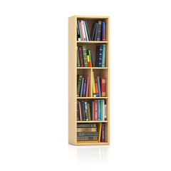 Letter I in form of bookshelf with book and texbooks. Educational and learning conceptual font and alphabet.