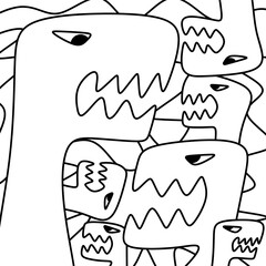 Abstract drawing of some cute dinosaur looking each other