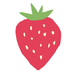 Bright cute strawberry berry sliced in a flat hand-drawn style. Vector element isolated on a white background