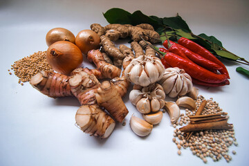 Collection of different vegetables isolated on white background. Various ingredients.