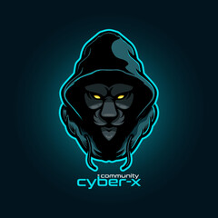 Illustration of a lion wearing a hoodie like a hacker