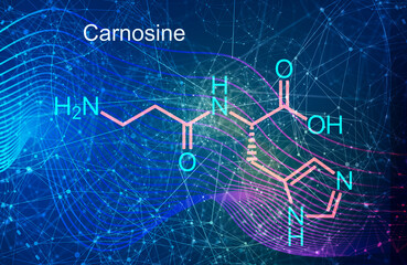 Carnosine or L-carnosine food supplement molecule. Skeletal formula.