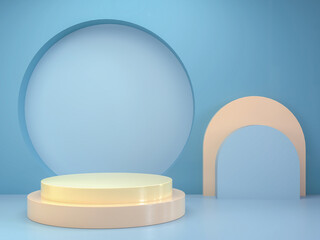 Abstract mock up of geometry podium, Minimal style.Empty product stand background,3D rendering.