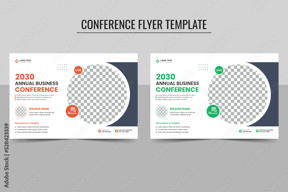 Wall mural modern horizontal corporate business conference flyer template design bundle. conference banner and 