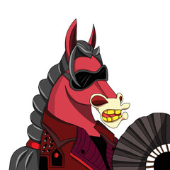 horse character who likes songs and red color