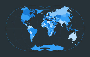 World Map. Laskowski tri-optimal projection. Futuristic world illustration for your infographic. Nice blue colors palette. Superb vector illustration.