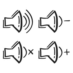 hand drawn sound speakers symbol in doodle style