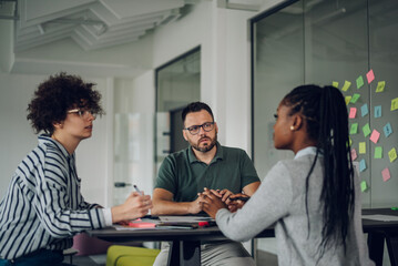 Multiracial colleagues having a meeting in the office