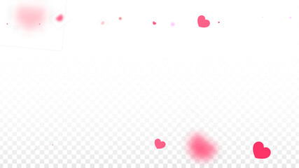Hearts Confetti Falling Background. St. Valentine's Day pattern. Romantic Scattered Hearts Design Element. Love. Sweet Moment. Gift. Cute Element of Design for Sales or Celebration.