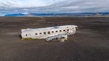 View of the plane wreck on Iceland