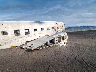 View of the plane wreck on Iceland
