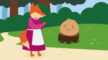 Fairy tale about a kolobok, illustration